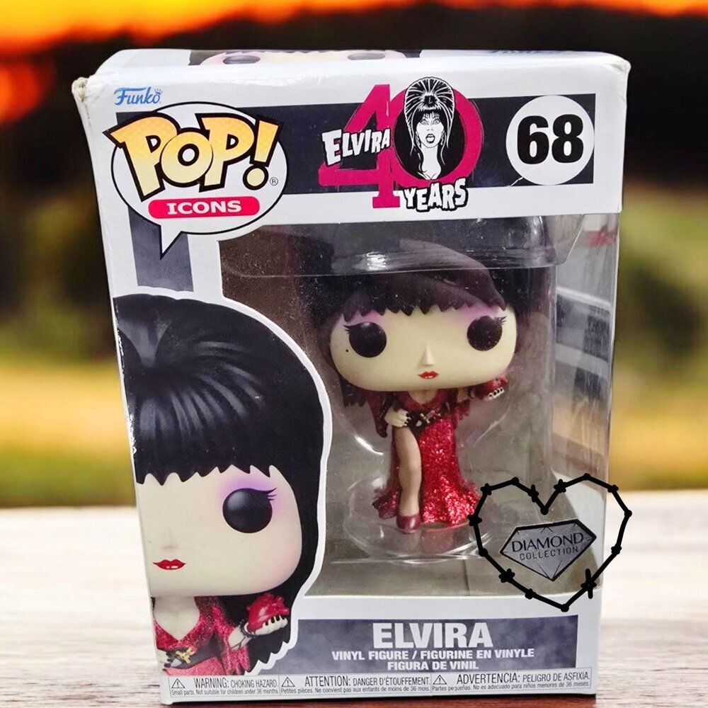 Funko Pop ✦ Elvira #68 Diamond Glitter ✦ Red Gown 40th Anniversary Icon NWT